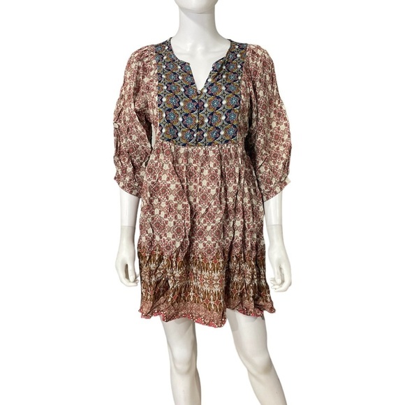 Umgee Boho Multi Color Paisley Boho Dress Loose Fit New - Picture 2 of 9